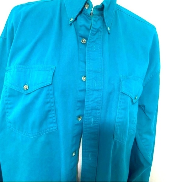 VTG Wrangler Mens Large Turquoise Button Up Long Sleeve Rodeo Cowboy Shirt - Picture 2 of 15